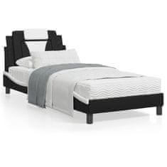 shumee Rám postele s čelem černý a bílý 90 x 190 cm umělá kůže