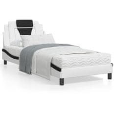 shumee Rám postele s LED osvětlením bílý a černý 80x200 cm umělá kůže