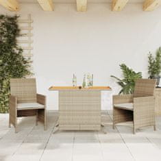 Greatstore 3dílný bistro set s poduškami béžový polyratan