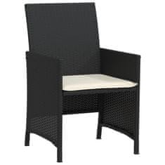 Vidaxl 3dílný bistro set s poduškami černý polyratan