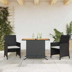 Greatstore 3dílný bistro set s poduškami černý polyratan