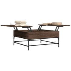 shumee Konferenční stolek hnědý dub 95x95x45 cm kompozitní dřevo a kov