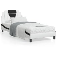 shumee Rám postele s čelem bílý a černý 90 x 200 cm umělá kůže