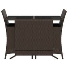 Greatstore 3dílný bistro set s poduškami hnědý polyratan