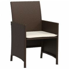 Greatstore 3dílný bistro set s poduškami hnědý polyratan