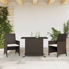 Greatstore 3dílný bistro set s poduškami hnědý polyratan