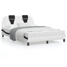 shumee Rám postele s čelem bílý a černý 120 x 200 cm umělá kůže