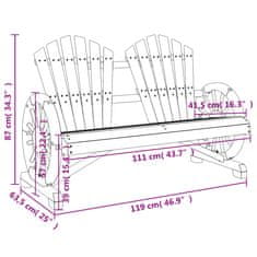 Vidaxl Zahradní židle Adirondack 2místná masivní jedlové dřevo
