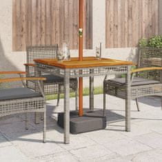 shumee Zahradní stůl šedý 80 x 80 x 75 cm polyratan akáciové dřevo