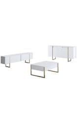 Hanah Home Sada nábytku do obývacího pokoje Luxe - White, Gold, Bílá, Zlatá