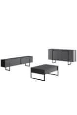 Hanah Home Sada nábytku do obývacího pokoje Luxe - Anthracite, Black, Ořech, Černá