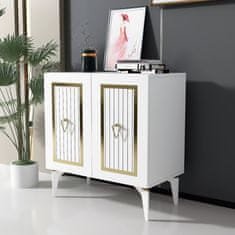 Hanah Home Skříňka Capri - White, Gold, Bílá, Zlatá