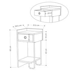 Hanah Home Noční stolek Sirius Left - Dub v2, Dub