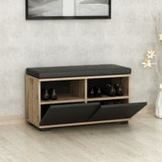 Hanah Home Botník, skříňka na boty Drago - Walnut, Black, Ořech, Černá