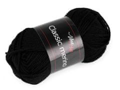 Kraftika 1ks (6001) černá pletací příze classic merino 50 g