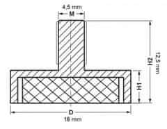 Horavia Magnetická západka na saunové dveře, chromovaná, střední magnet 16 mm