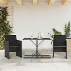 Greatstore 3dílný bistro set s poduškami černý polyratan