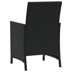 Greatstore 3dílný bistro set s poduškami černý polyratan