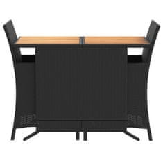 Greatstore 3dílný bistro set s poduškami černý polyratan