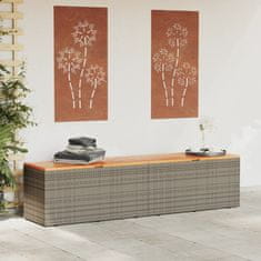 Greatstore Zahradní úložný box šedý 220x50x54 cm polyratan akáciové dřevo