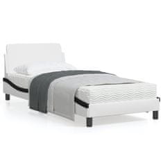 shumee Rám postele s čelem bílý a černý 90x190 cm umělá kůže