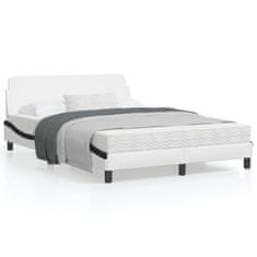 shumee Rám postele s čelem bílý a černý 140 x 190 cm umělá kůže