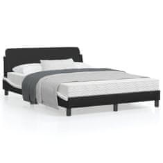shumee Rám postele s čelem černý a bílý 140 x 190 cm umělá kůže