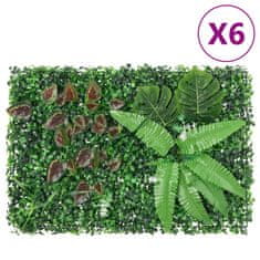 Vidaxl Umělý plot s rostlinami 6 ks zelený 40 x 60 cm