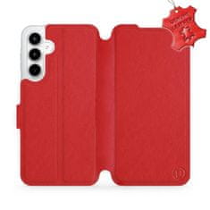 Mobiwear Kožené knížkové flip pouzdro - Samsung Galaxy A35 5G - Červené - L_RDS