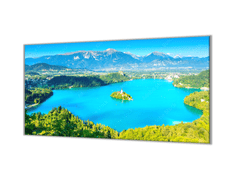 Glasdekor Ochranná deska jezero Bled Slovinsko - Ochranná deska: 40x60cm, Lepení na zeď: Bez lepení na zeď