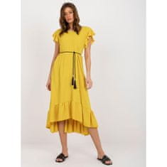 Factoryprice Dámské šaty s volánem a krátkými rukávy PROKA tmavě žluté MI-SK-59101.31_397540 Univerzální