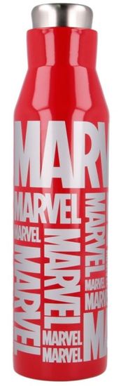 CurePink Nerezová láhev na pití Marvel: Logo (objem 580 ml)