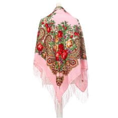Aleszale Velký dámský šátek v lidovém stylu - světle růžová