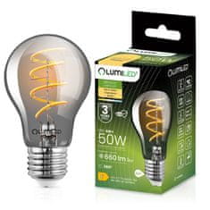 LUMILED LED žárovka E27 A60 6W = 50W 660lm 2200K Teplá bílá 360° Filament SMOKY