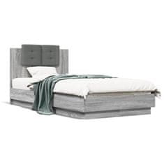 shumee Rám postele s čelem a LED osvětlením šedý sonoma 90 x 190 cm