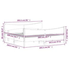 Vidaxl Postel bez matrace bílá 200 x 200 cm masivní borovice