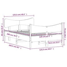 Vidaxl Postel bez matrace bílá 120 x 200 cm masivní borovice