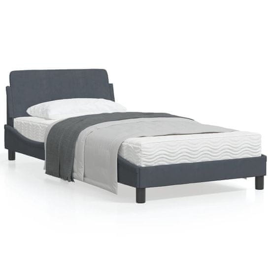 shumee Rám postele s čelem tmavě šedý 100x200 cm samet
