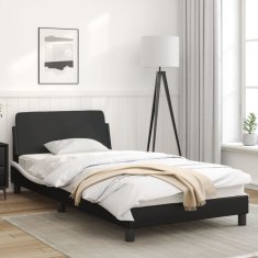 shumee Rám postele s čelem černý a bílý 100 x 200 cm umělá kůže