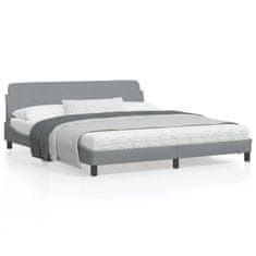 shumee Rám postele s čelem světle šedý 180x200 cm textil