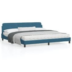 shumee Rám postele s čelem modrý 200 x 200 cm samet