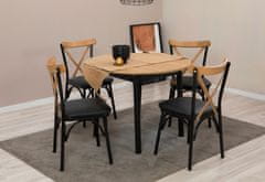 Hanah Home Sada rozkládacího jídelního stolu a židlí (5 kusů) Oliver - Dub, Černá