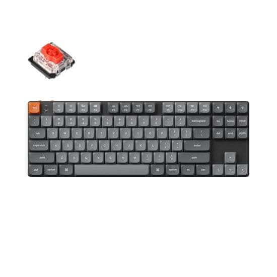 Keychron K1 Max QMK/VIA Low-Profile Bezdrátová Mechanická Klávesnice, Bluetooth, 2.4Ghz, Bílá LED dioda, Gateron Red