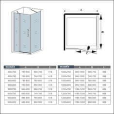 H K Obdélníkový sprchový kout MELODY B5 100x80 cm s jednokřídlými dveřmi s pevnou stěnou