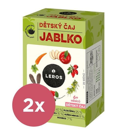 LEROS 2x Čaj dětský Jablko 20x2g