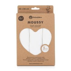 Petite&Mars Sada plen bambusová mušelínová 3ks Moussy Total White, 68 x 68 cm