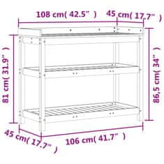 Petromila Přesazovací stůl s policemi 108x45x86,5 cm masivní douglaska