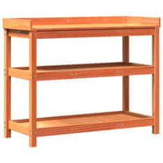 Petromila Přesazovací stůl s policemi hnědý 108x45x86,5 cm borové dřevo