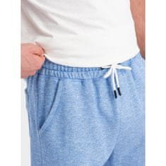 OMBRE Pánské šortky LOOSE FIT z melanžové tkaniny světle modré MDN124755 XL
