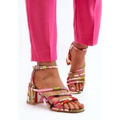 Vícebarevné vzorované sandály na podpatku velikost 36